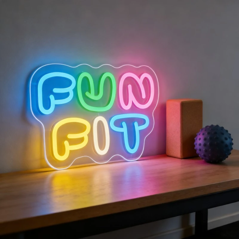 Yoga Fitness Room - Lampu Neon LED Bentuk Huruf Kartun