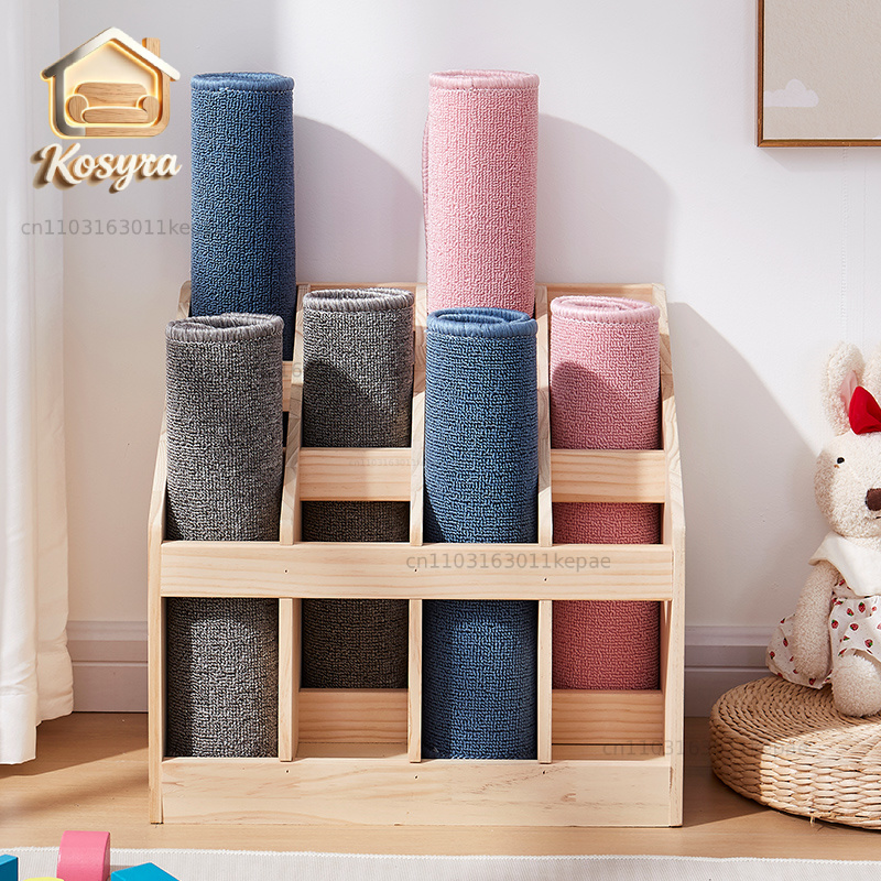 Yoga Fitness Room - Rak Penyimpanan Lantai Kayu Solid, Organizer