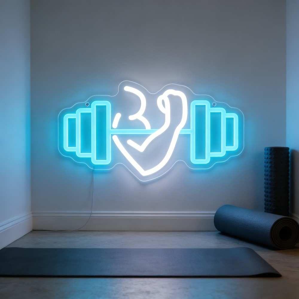 Yoga Fitness Room - Lampu LED Neon Sign Bicep Dumbbell
