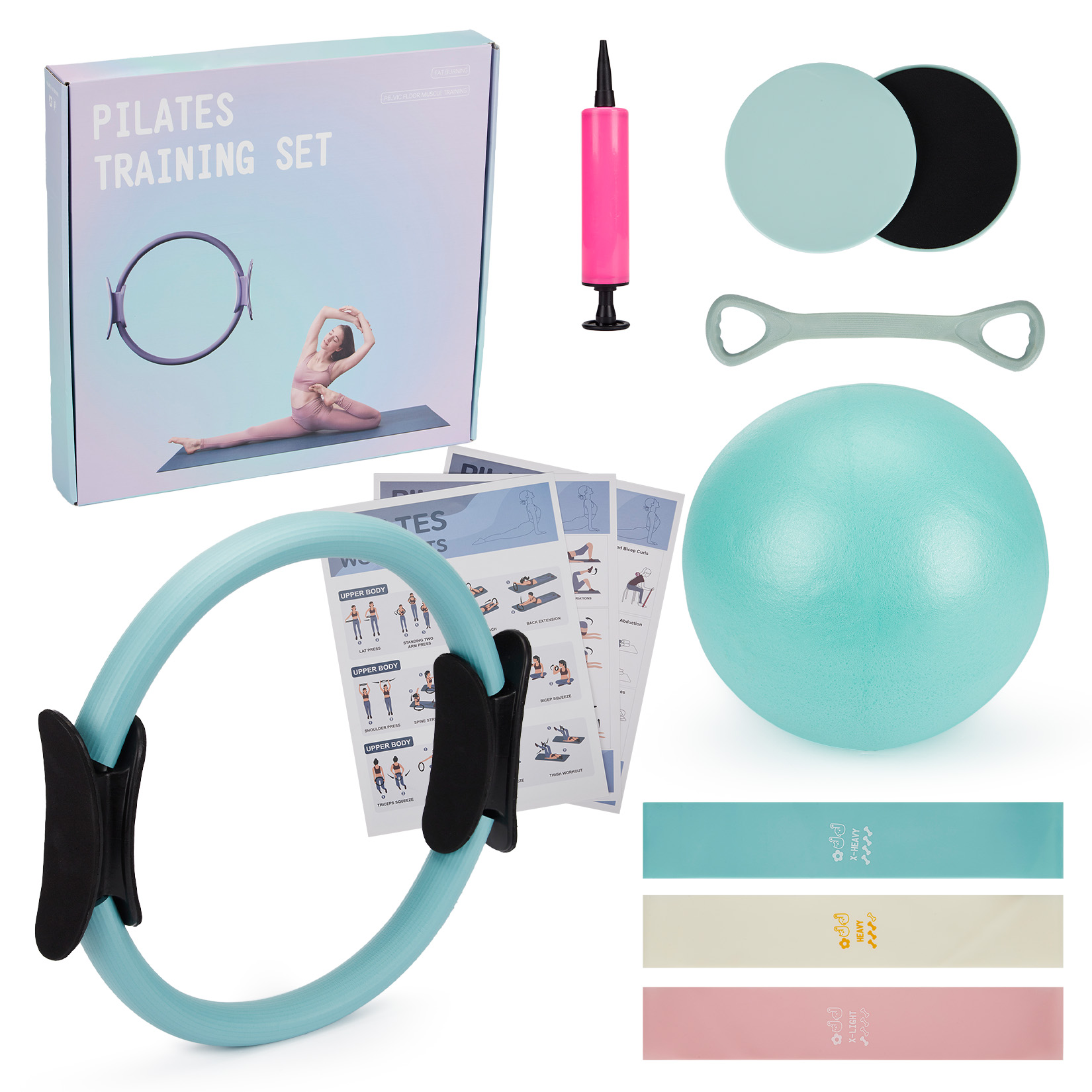Core Slider - Set Latihan Pilates, Ring Pilates 6-in-1,