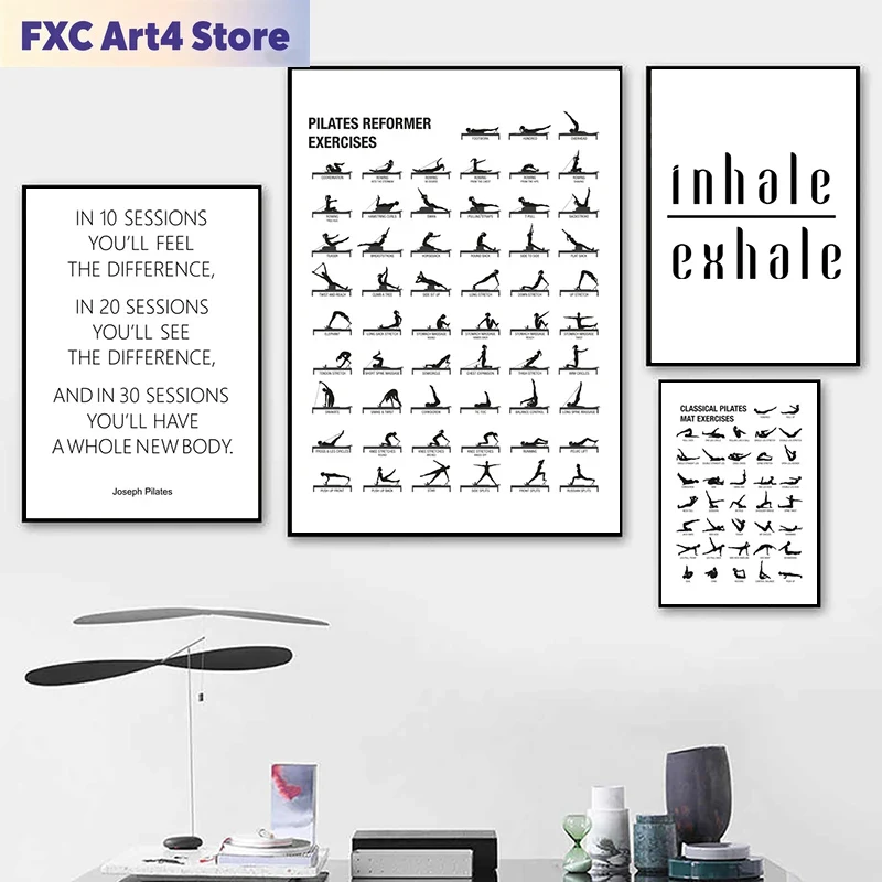 Poster Bagan Latihan Pilates T - Yoga Fitness Room ulasan dan harga