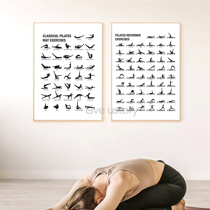 Poster Bagan Latihan Pilates T - Yoga Fitness Room ulasan dan harga